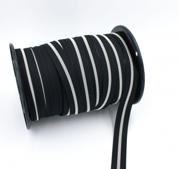 Endlosreißverschluss metallisiert schwarz/ silber (1m)